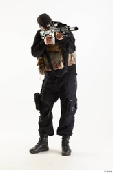 Whole Body Weapons-Rifle Man Pose with machine rifle White Army Athletic Bearded Studio photo references